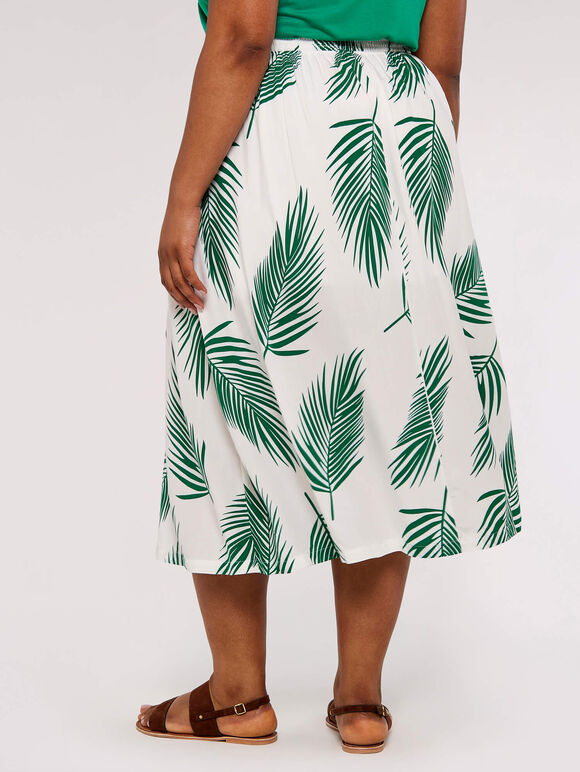 Curve Palm Print Skirt, White, large