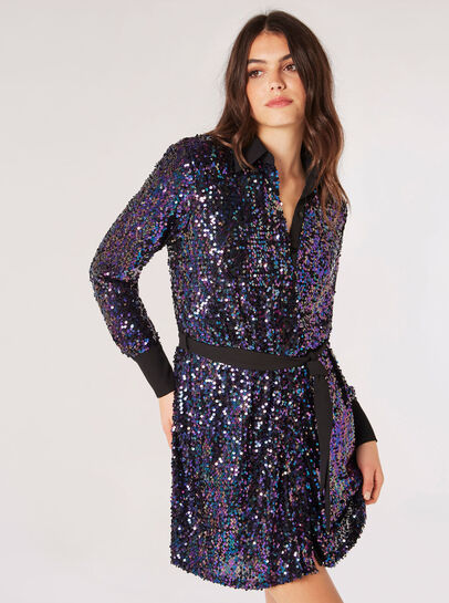 Sequin Shirt Mini Dress