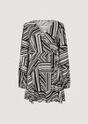 Mixed Stripes Mini Wrap Dress, Black, large