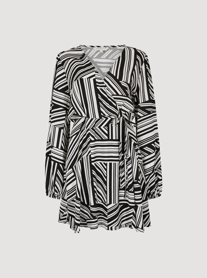Mixed Stripes Mini Wrap Dress