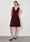Metallic Pleat Skater Mini Dress, Burgundy, large