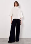 Waffle Knit Mock Neck T-Shirt, Cream, large