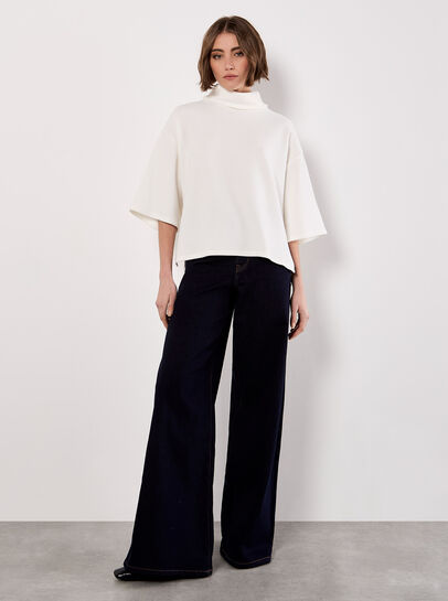 Waffle Knit Mock Neck T-Shirt