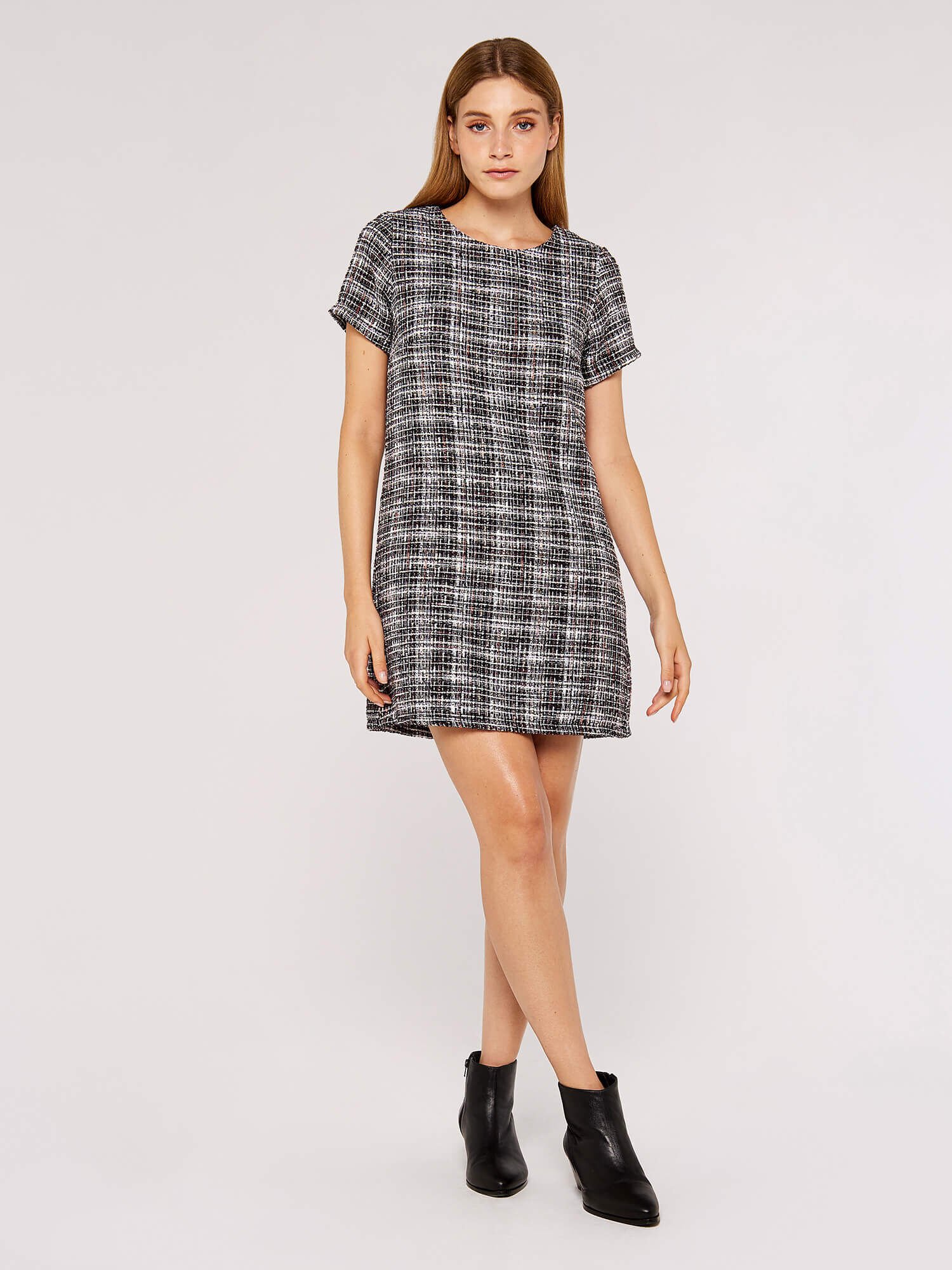 Tweed shift dress top