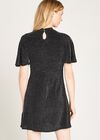 Metallic Flute Sleeve Dress, Black, large