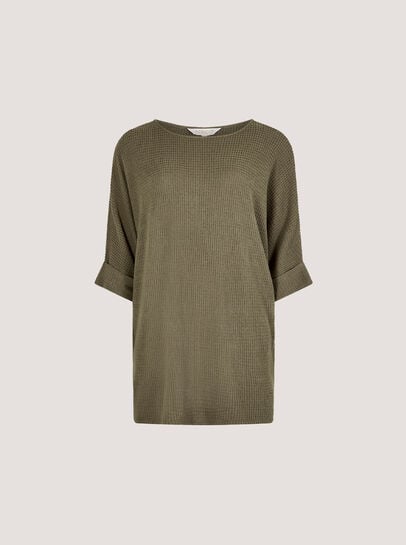 Soft-Touch Batwing Waffle Knit Top
