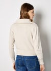 Double Zip Ribbed Knit Cardigan, Stone, large