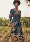 Tropical Leaf Maxi Dress, Navy, large