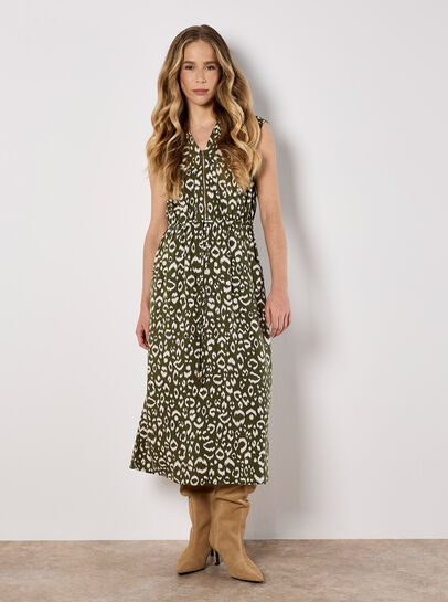 Animal Print Cotton Midi Dress