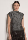 Ruched Shimmer Top, Silver, large
