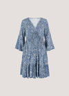 Metallic Dobby Paisley Mini Dress, Blue, large