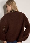 Rose Applique Chunky Knit Cardigan, Brown, large