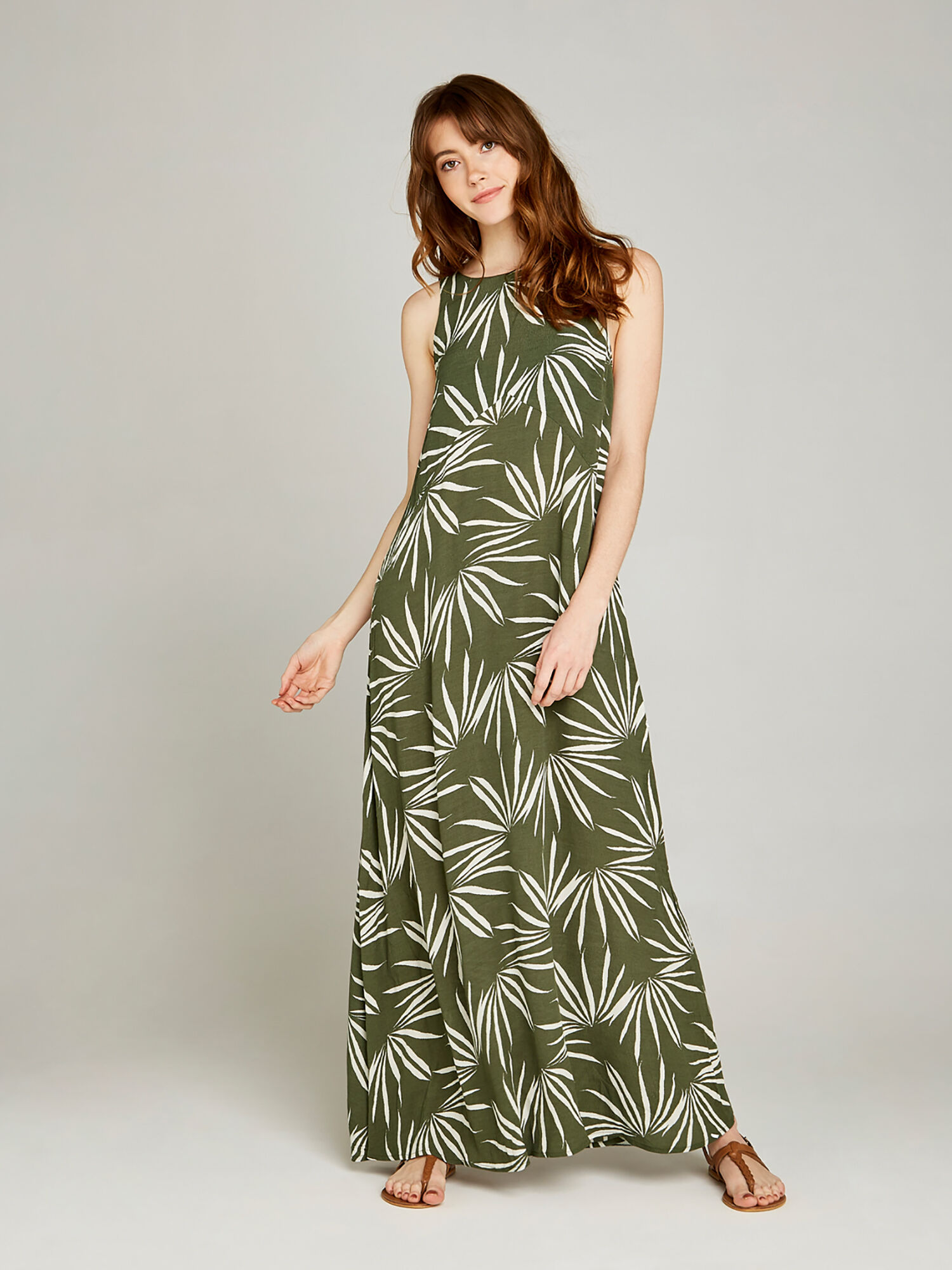 Geo Palm Print Maxi Dress | Apricot UK