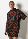 Zebra Print Cocoon Mini Dress, Rust, large
