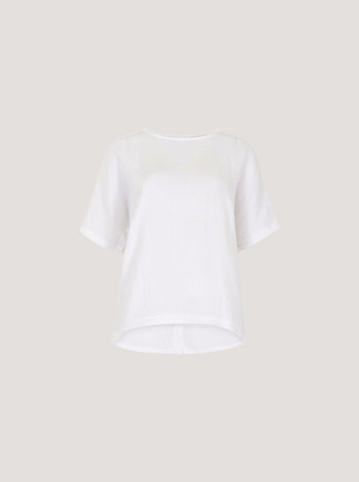 Textured Cotton Button Back T-Shirt
