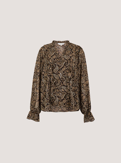 Paisley Chiffon Ruffle Blouse