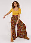 Floral Side Slit Palazzo, Orange, large