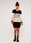 Colour Block Dress, Black, large