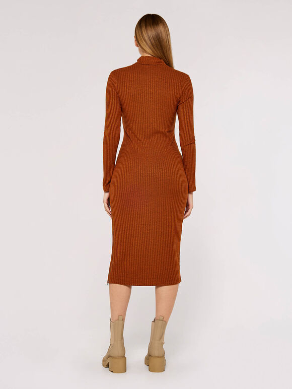 High Neck Midi Dress, Rust, large