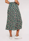 Ditsy Floral Print Midi Skirt, Green, large