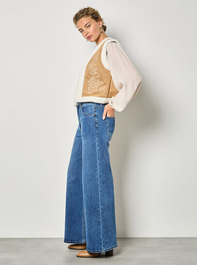 Floral Suede Teddy Borg Gilet