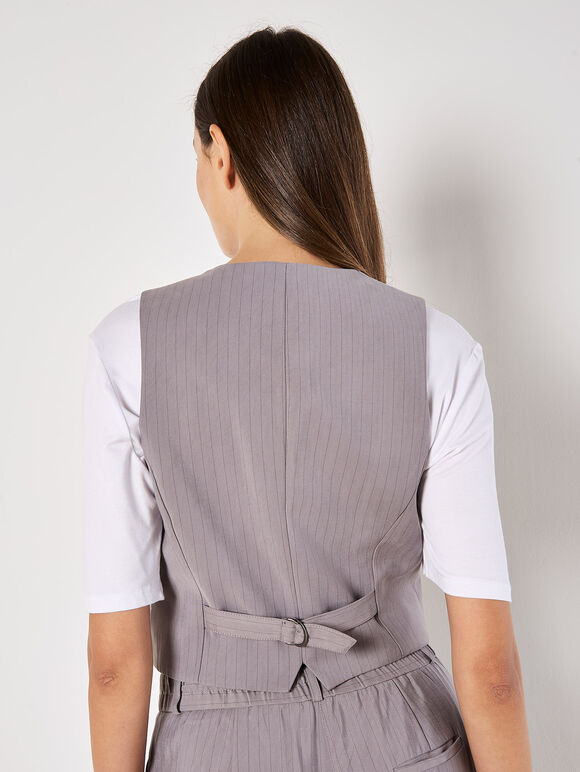 Tailored Pinstripe Waistcoat, Grey, large