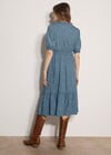 Floral Embroidered Denim Midi Dress, Blue, large