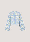 Hand-Knit Crochet Squares Cardigan, Blue, large