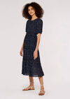 Polka Dot Crinkle Dress, Navy, large