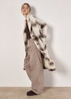 Soft Oversized Check Coat, Cream, large