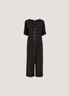 Wide Leg Culotte Jumpsuit, Black, large