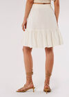 Linen Blend Button-Down Mini Skirt, Cream, large