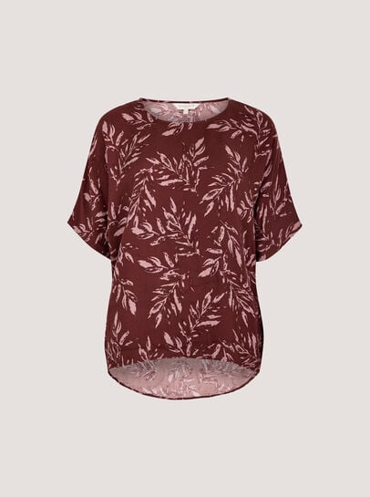 Leaf Print Woven T-Shirt