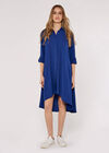 High-Low Hem Shirt Mini Dress, Blue, large
