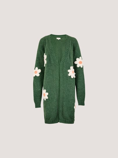 3D Daisy Chunky Knit Cardigan