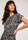 Abstract Print Crepe Wrap Dress, Black, large