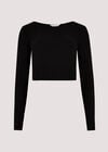Ribbed Knit Crop Top, Green, large