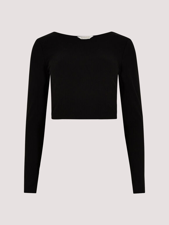 Ribbed Knit Crop Top, Green, large