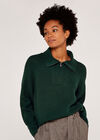 Zip High Neck Jumper, Green, large