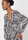 Mixed Stripes Mini Wrap Dress, Black, large