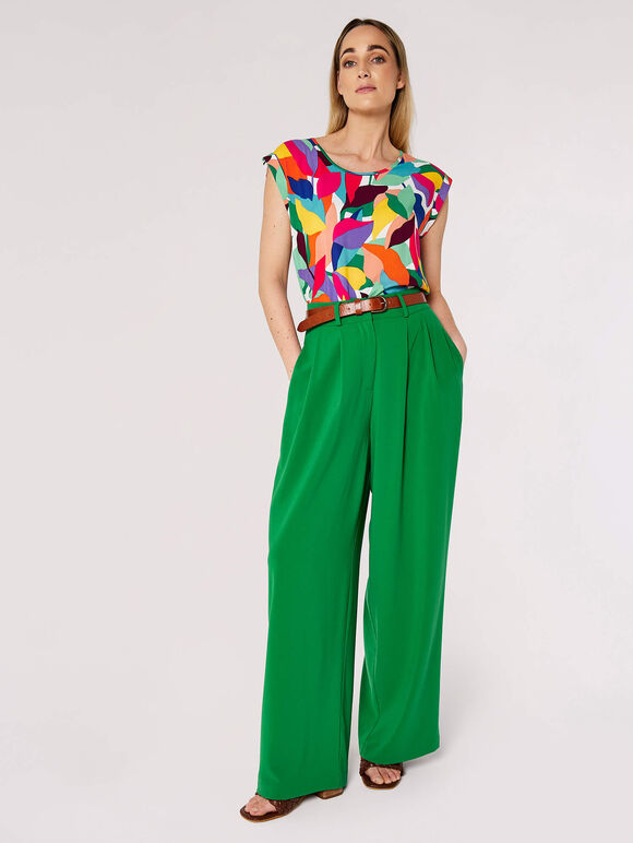 Colour Block Leaf Top, Red, large