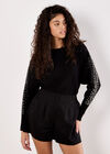 Pearl And Gem Embellished Jumper, Black, large