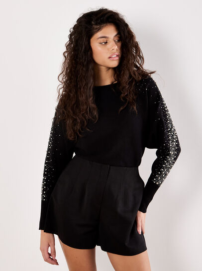 Pearl And Gem Embellished Jumper