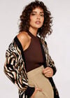 Zebra Mirage Oversize Cardigan, Stone, large