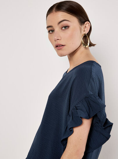 Ruffle Trim Woven Top