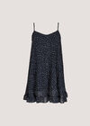 Poka Dot Pleated Chiffon Cami Top, Navy, large