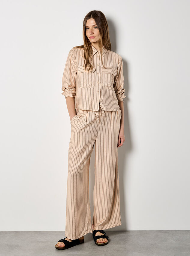 Pinstripe Boxy Shirt, Stone, large