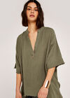 Raw Edge Tunic Top, Khaki, large