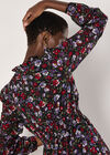 Floral Ruffle Chiffon Mini Dress, Red, large