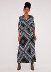 Scarf Print Maxi Dress, Navy, large